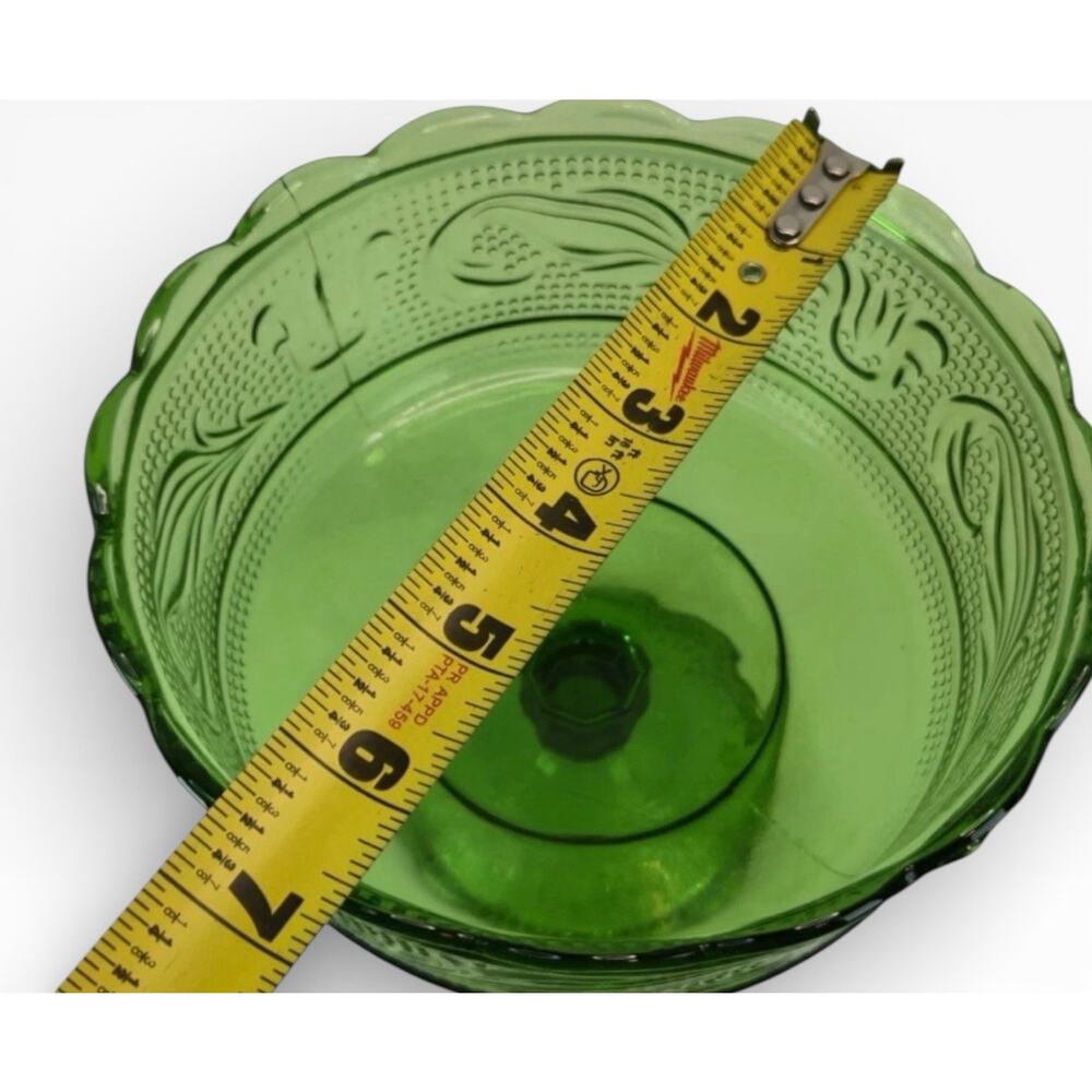 Vintage 1950's E.O. Brody Co. M6000 Green Glass Compote Candy Dish Raised Bowl - Picture 2 of 13